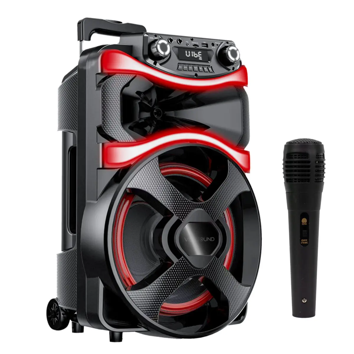 Caixa de Som Amplificada Vibe Sound V12 com Microfone Bluetooth VS001 Preto - Vivensis