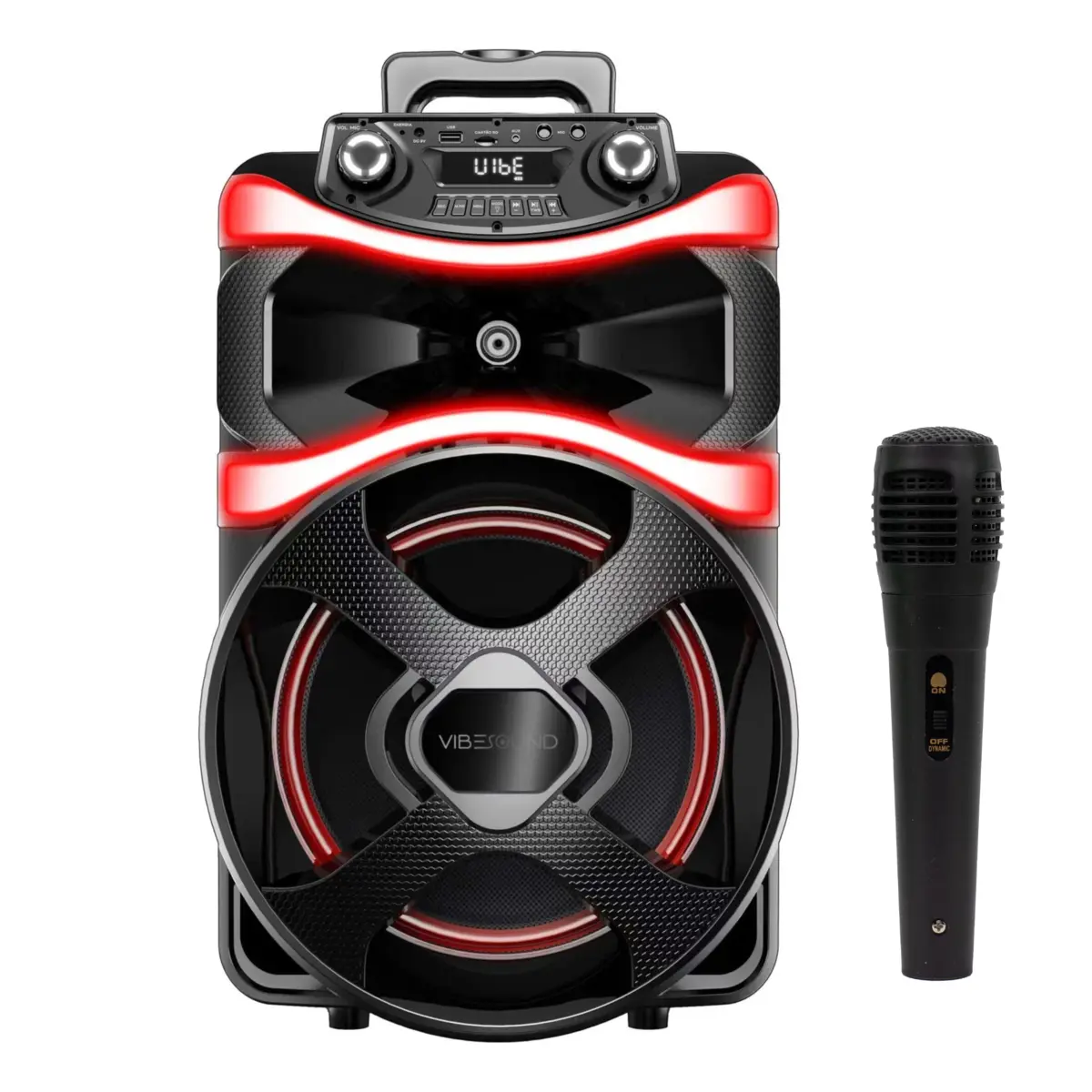 Caixa de Som Amplificada Vibe Sound V12 com Microfone Bluetooth VS001 Preto - Vivensis