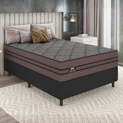 Kit Cama New Vip Casal Molas Ensacadas Soft Pillow Suede Veludo 070X138X188 Grafite/Linho/Preto - Gazin