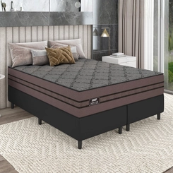 KIT Cama New Vip Super King Molas Ensacadas Soft Pillow Suede Veludo 070X193X203 Grafite/Linho/Preto - Gazin