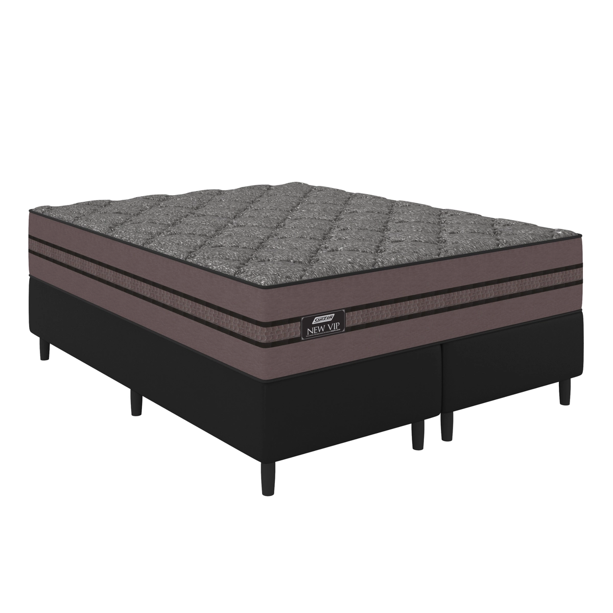 KIT Cama New Vip Super King Molas Ensacadas Soft Pillow Suede Veludo 070X193X203 Grafite/Linho/Preto - Gazin