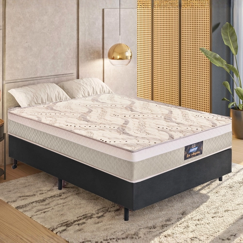 Cama Los Angeles Casal Molas Ensacadas Soft Pillow 50X138X188 Areia/Preto - Gazin