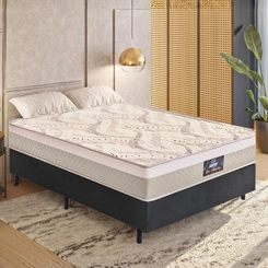 Cama Los Angeles Casal Molas Ensacadas Soft Pillow 50X138X188 Areia/Preto - Gazin