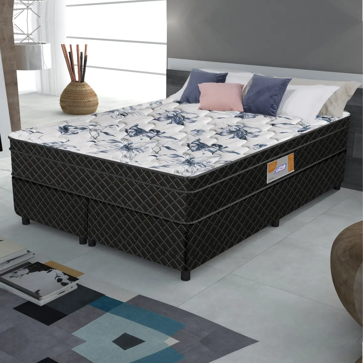 Cama Supreme Queen Euro Top Manta D20 D33 48X158X198 Preto – Gazin