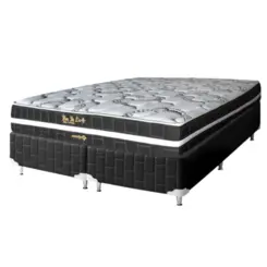 Cama Flor de Liz Casal Molas Ensacadas Suede 63X138X188 Preto - Marjom