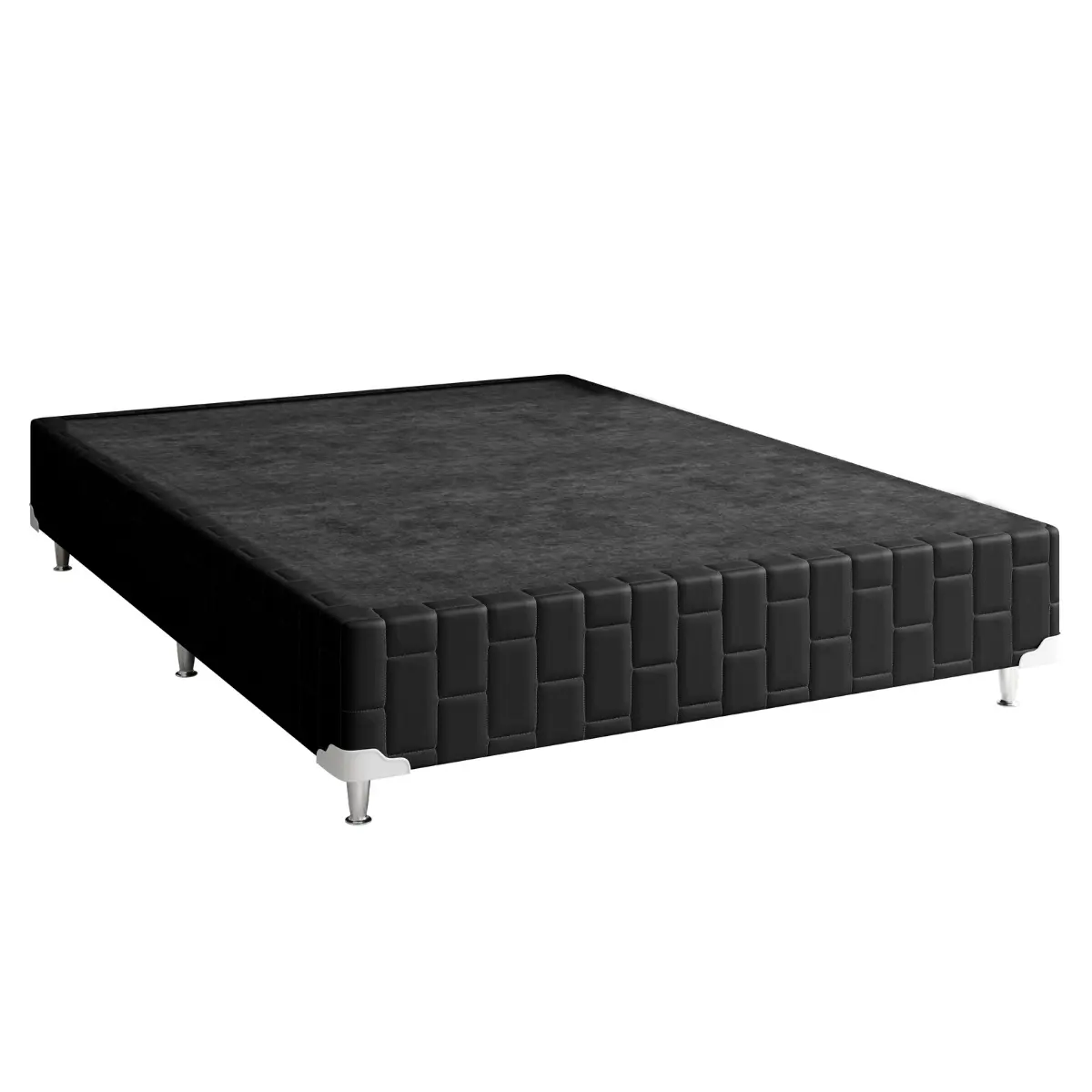 Cama Flor de Liz Casal Molas Ensacadas Suede 63X138X188 Preto - Marjom