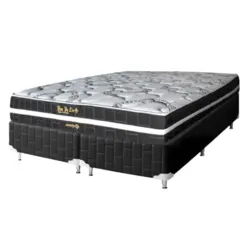 Cama Flor de Liz Queen Molas Ensacadas Suede 63X158X198 Preto - Marjom