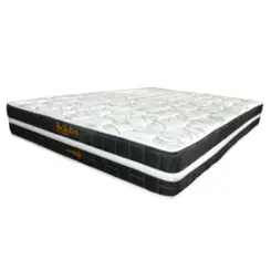 Cama Flor de Liz Queen Molas Ensacadas Suede 63X158X198 Preto - Marjom
