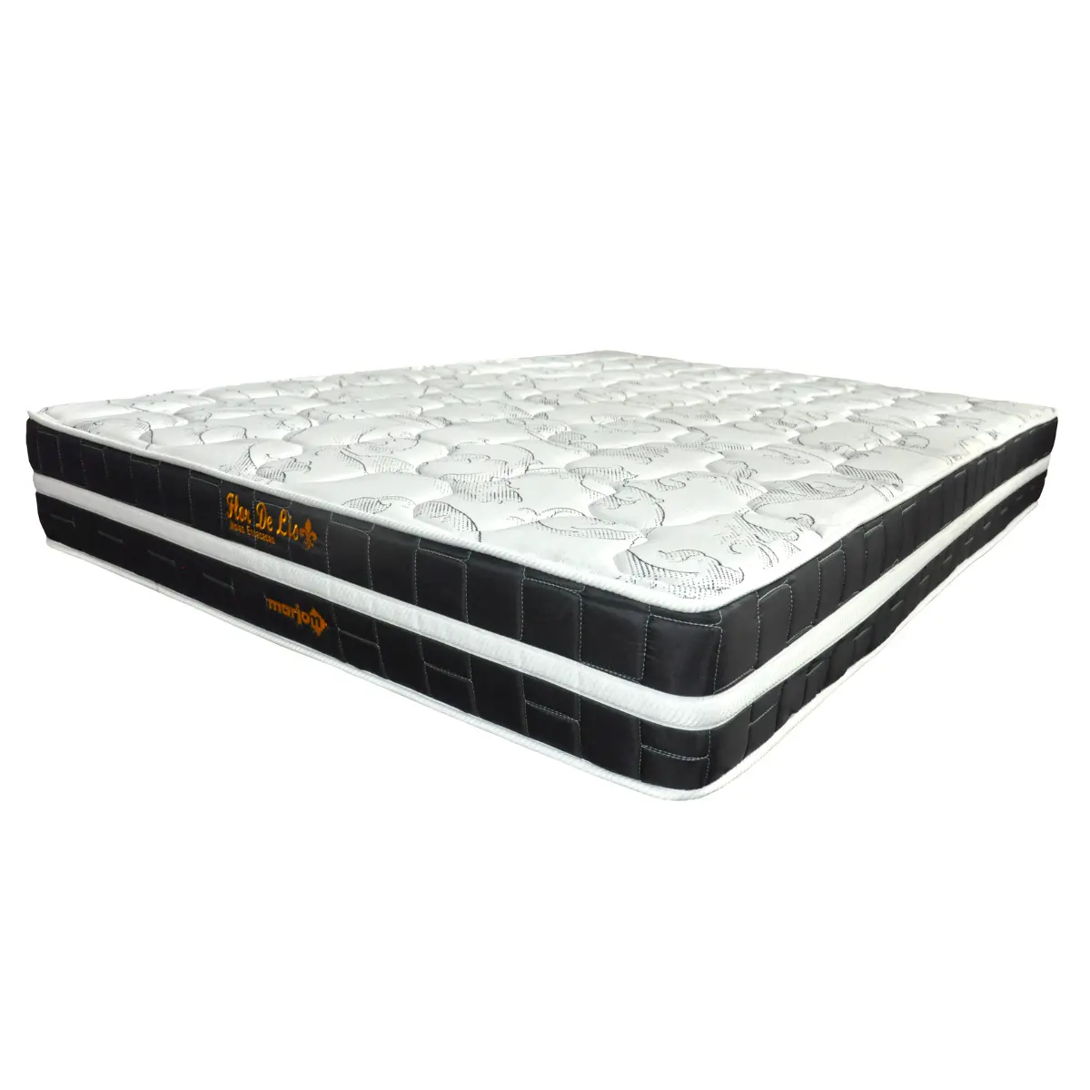Cama Flor de Liz Queen Molas Ensacadas Suede 63X158X198 Preto - Marjom