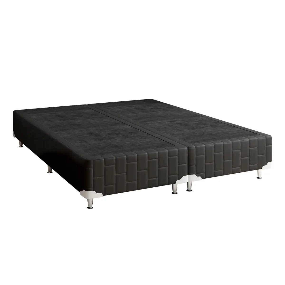 Cama Flor de Liz Queen Molas Ensacadas Suede 63X158X198 Preto - Marjom