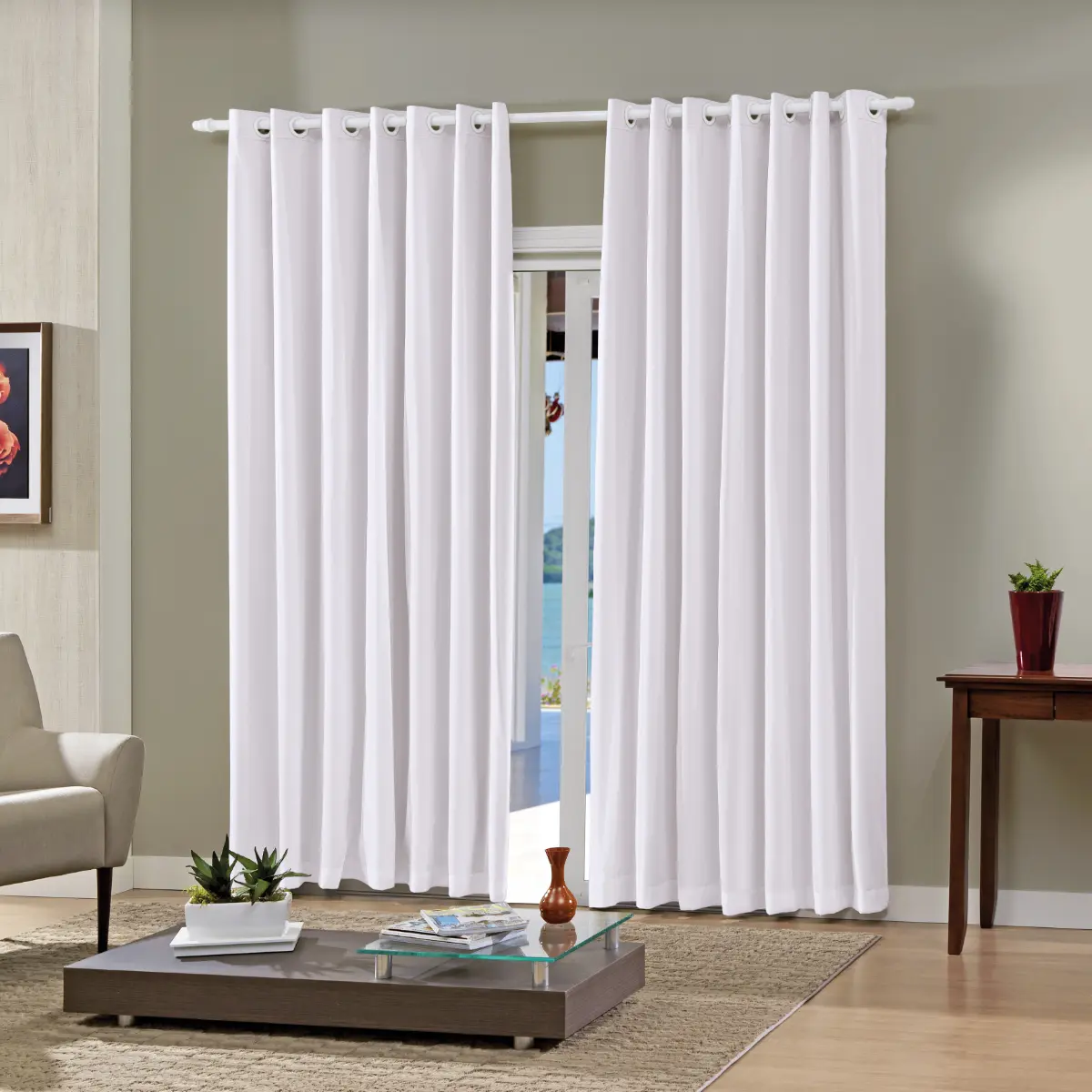 Cortina Pratika Lisa 260X230 Slim/Branco - Bella Janela