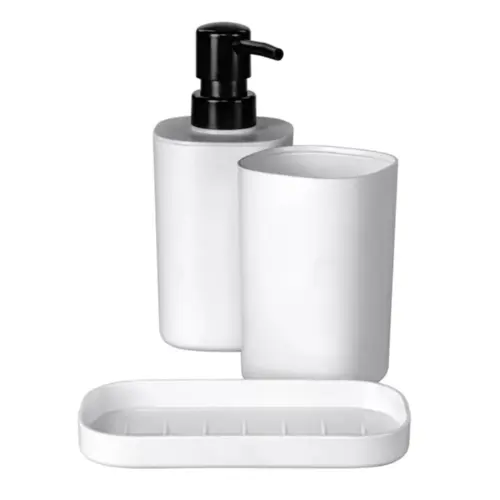 Kit Plástico Para Banheiro com 3 Unidades OR94050 Branco - Ordene