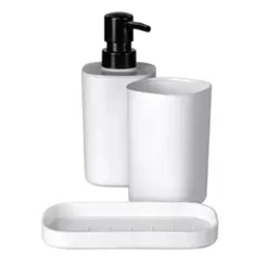 Kit Plástico Para Banheiro com 3 Unidades OR94050 Branco - Ordene