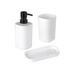Kit Plástico Para Banheiro com 3 Unidades OR94050 Branco - Ordene