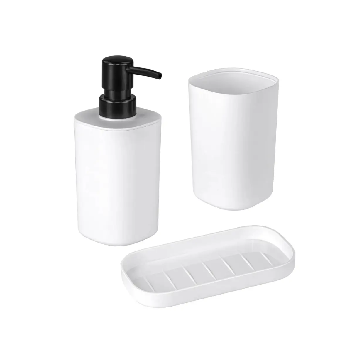 Kit Plástico Para Banheiro com 3 Unidades OR94050 Branco - Ordene