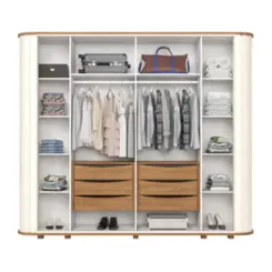 Roupeiro Premium Casal com Espelho 6 Portas 6 Gavetas D338-129 Nature/Off White - Henn