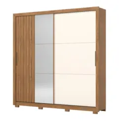 Roupeiro Vasti com Espelho 2 Portas Deslizantes 4 Gavetas D339-127 Nature/Off White - Henn