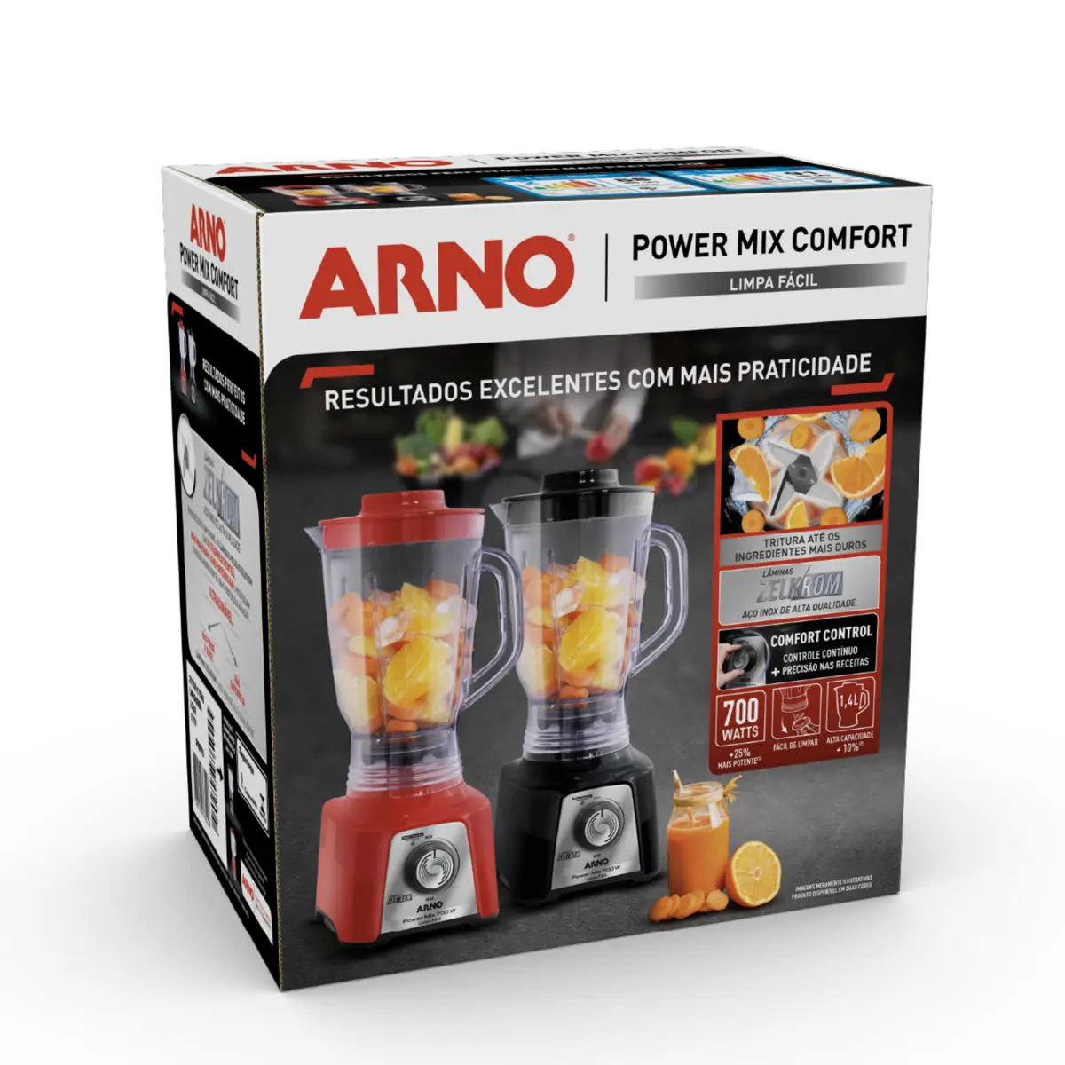 Liquidificador Arno PowerMix 700w Limpa Fácil 1,4L LN296BB1 127v Preto - Arno