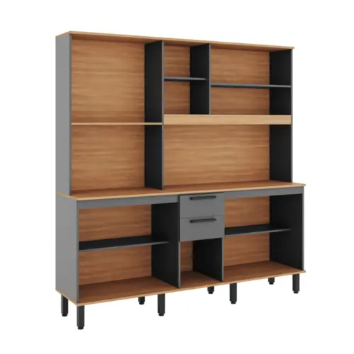 Cozinha Castanha Compacta com 08 Portas 02 Gavetas 1.9 Freijó/Cinza - Telasul