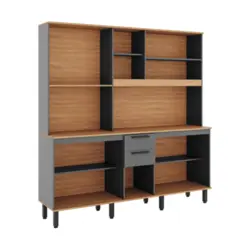 Cozinha Castanha Compacta com 08 Portas 02 Gavetas 1.9 Freijó/Cinza - Telasul