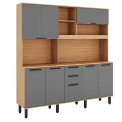 Cozinha Castanha Compacta com 08 Portas 02 Gavetas 1.9 Freijó/Cinza - Telasul