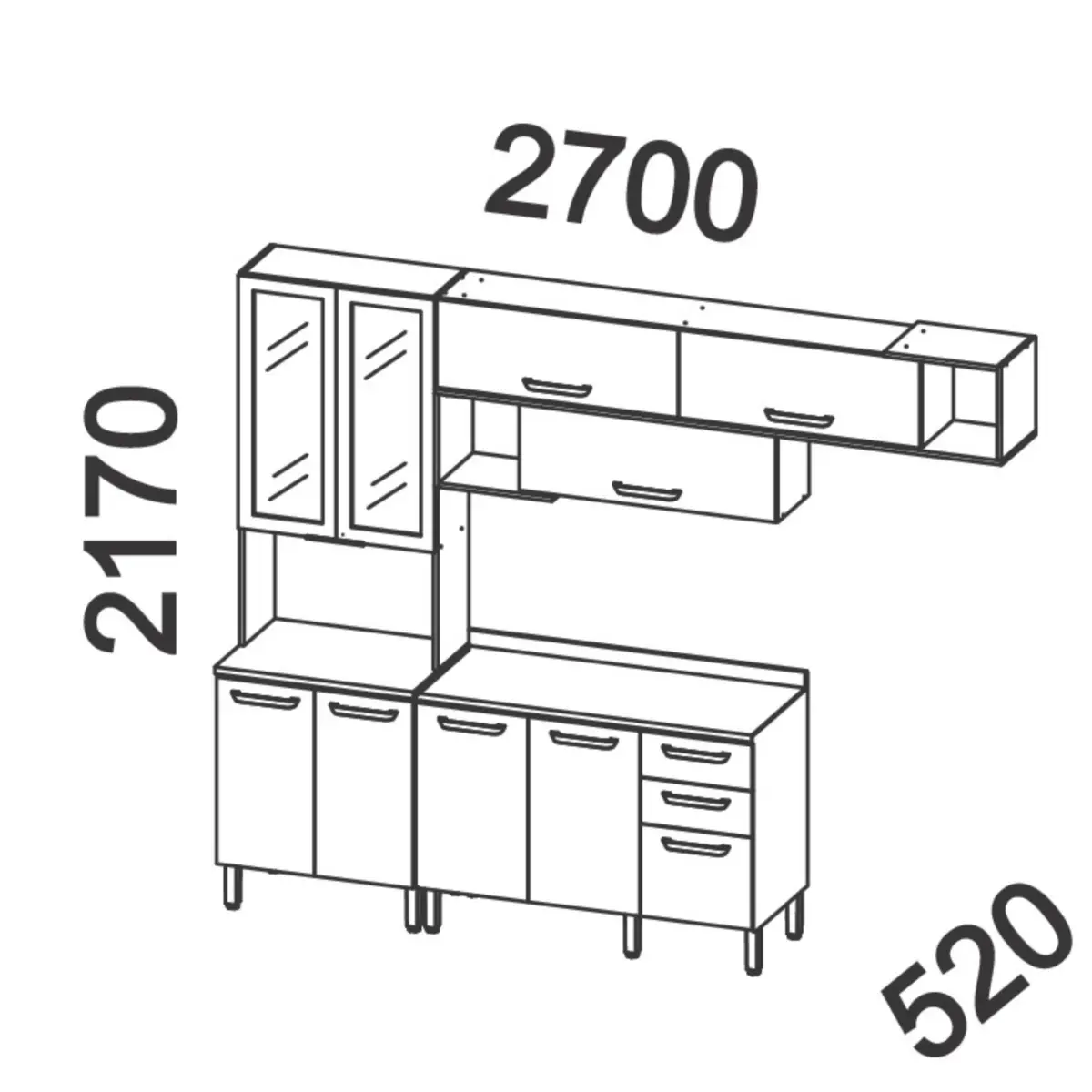 Cozinha Pimenta Compacta com 10 Portas 02 Gavetas Reflecta 2.7 Freijó/Branco - Telasul