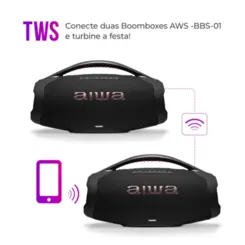 Caixa Amplificadora Boombox Plus 200w Bluetooth 30H IP66 USB AWS-BBS-01-B Bivolt Preto - Aiwa