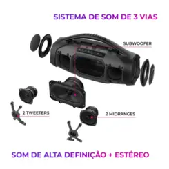 Caixa Amplificadora Boombox Plus 200w Bluetooth 30H IP66 USB AWS-BBS-01-B Bivolt Preto - Aiwa