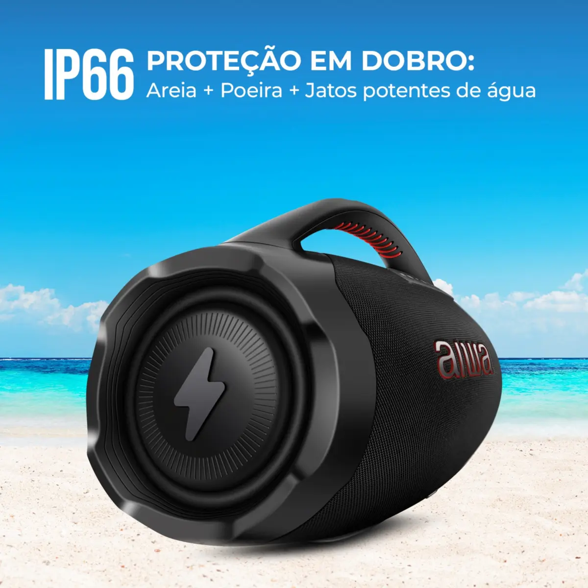 Caixa Amplificadora Boombox Plus 200w Bluetooth 30H IP66 USB AWS-BBS-01-B Bivolt Preto - Aiwa