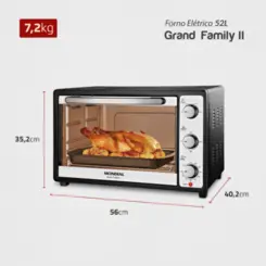 Forno Elétrico Grand Family II Multifunções 52L FR-52 127v Preto/Inox - Mondial
