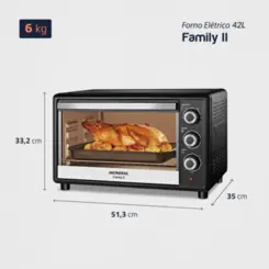 Forno Elétrico Family II Multifunções 42L FR-42 127v Cinza - Mondial