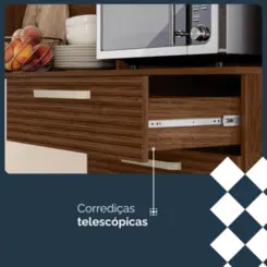 Cozinha Ferrara Compacta com 06 Portas 02 Gavetas 8930 Nogueira Off White/Ripado FCI - Kits Paraná