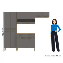 Cozinha Nala Compacta com 10 Portas 02 Gavetas 8977 Freijó/Gris FCI - Kit's Paraná
