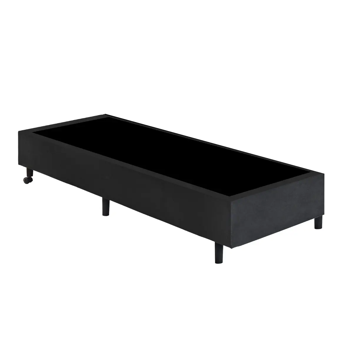 Base Box Solteiro Universal Suede Liso Madeira de Reflorestamento 027X088X188 Preto - Gazin