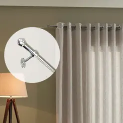 Kit para Varão de Cortina Prátiko Pro com 3 Suportes 19MM 300CM Cromado - Bella Arte