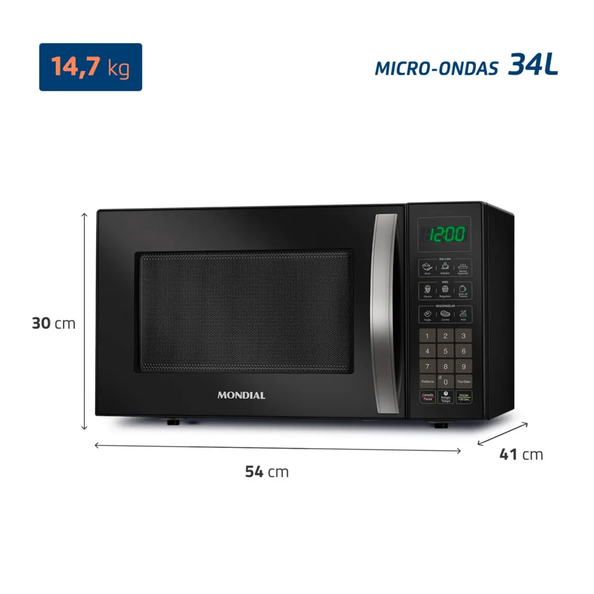 Micro-ondas Multifunções com Display Digital 34L MO-02-34-B 127v Preto - Mondial