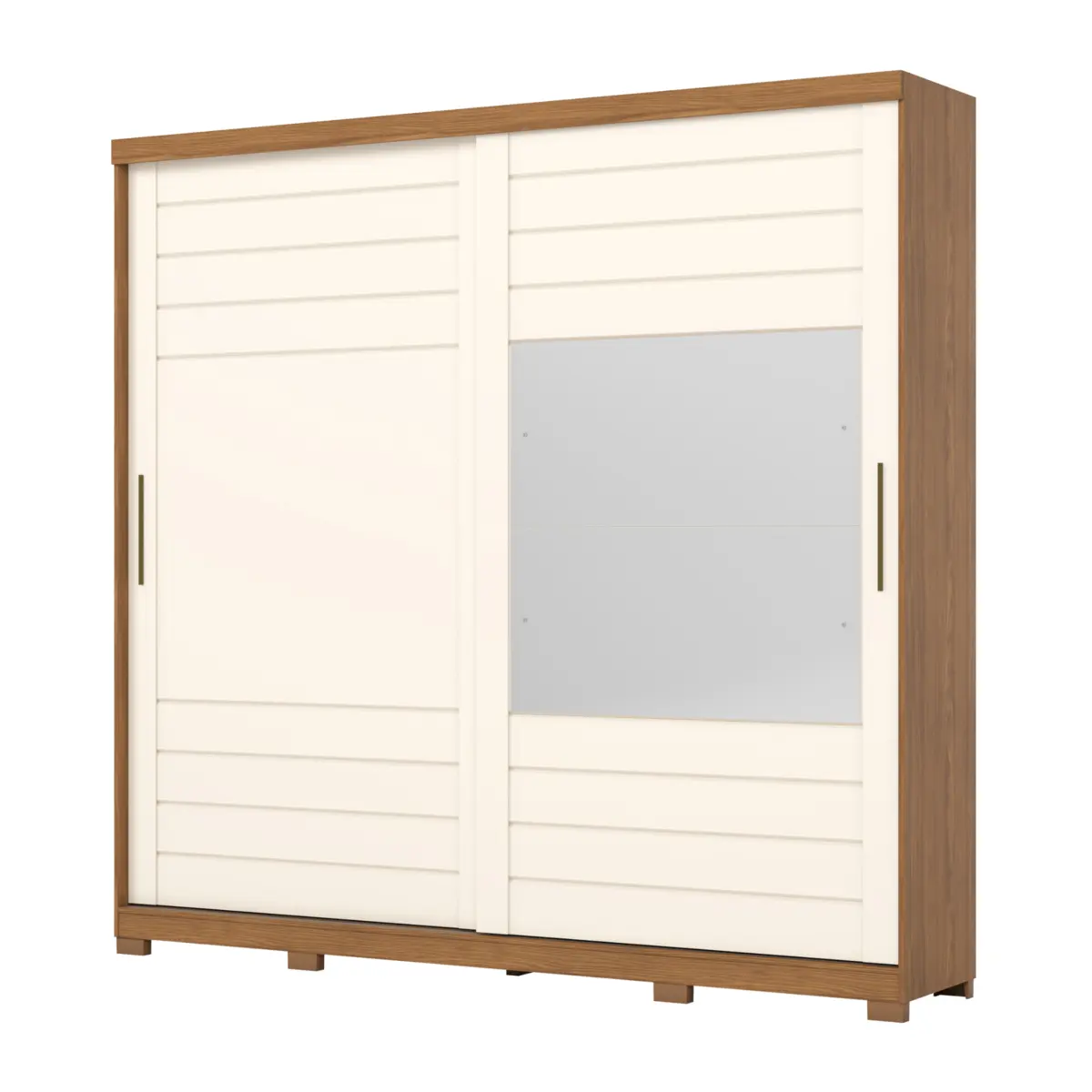 Roupeiro Cayman Casal com Espelho 2 Portas Deslizantes 6 Gavetas DE382-127 Nature/Off White - Henn