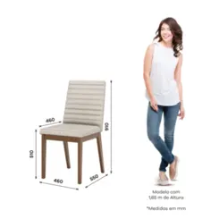 Conjunto de Mesa Vertice Redonda com 06 Cadeiras Elena 1.4 SE758-507 Nature/Off White Linho - Henn