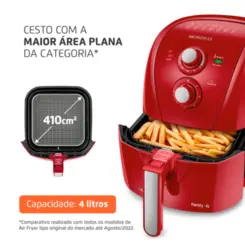Fritadeira Elétrica Air Fryer Family 4L AFN-40-FR 127v Vermelho - Mondial