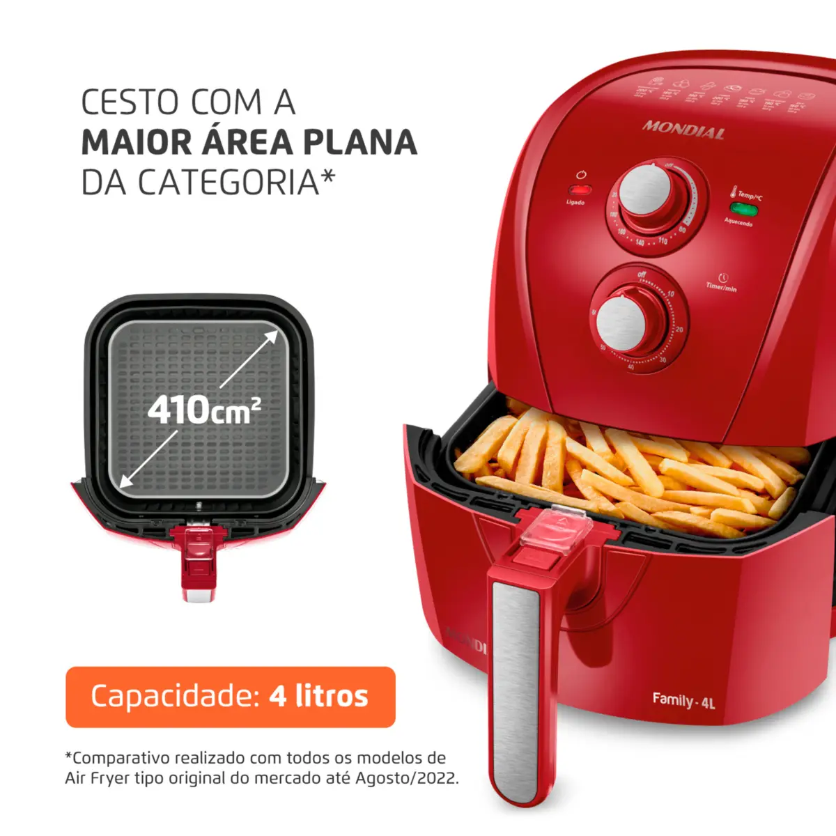Fritadeira Elétrica Air Fryer Family 4L AFN-40-FR 127v Vermelho - Mondial
