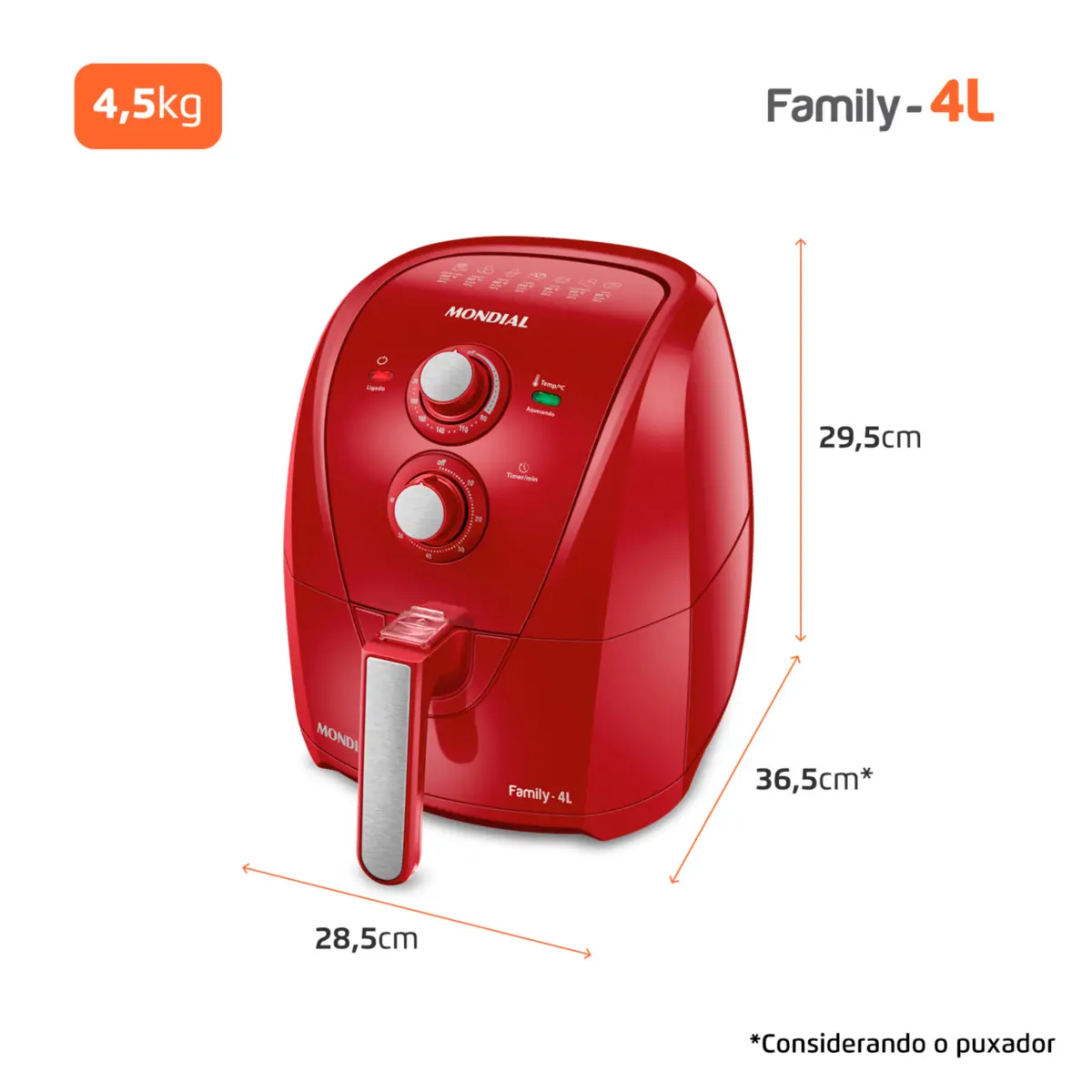 Fritadeira Elétrica Air Fryer Family 4L AFN-40-FR 127v Vermelho - Mondial