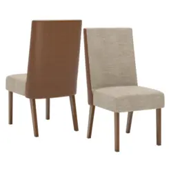 Conjunto de Mesa Adriana com 06 Cadeiras Anne 2.0 SE755-531 Nature/Courano Linho - Henn