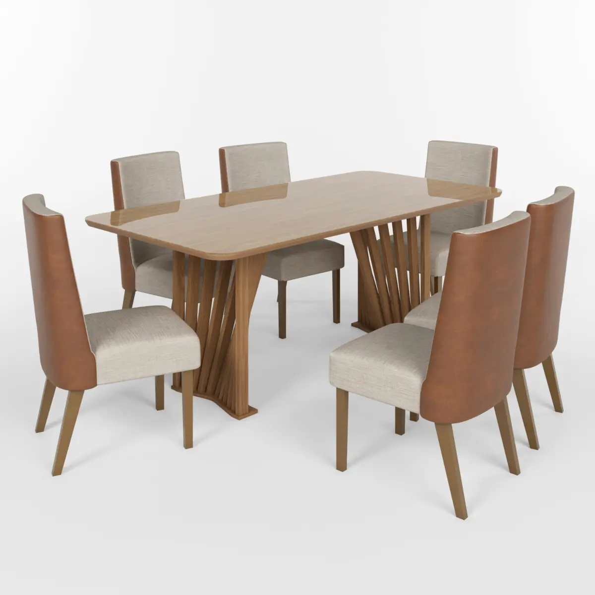 Conjunto de Mesa Adriana com 06 Cadeiras Anne 2.0 SE755-531 Nature