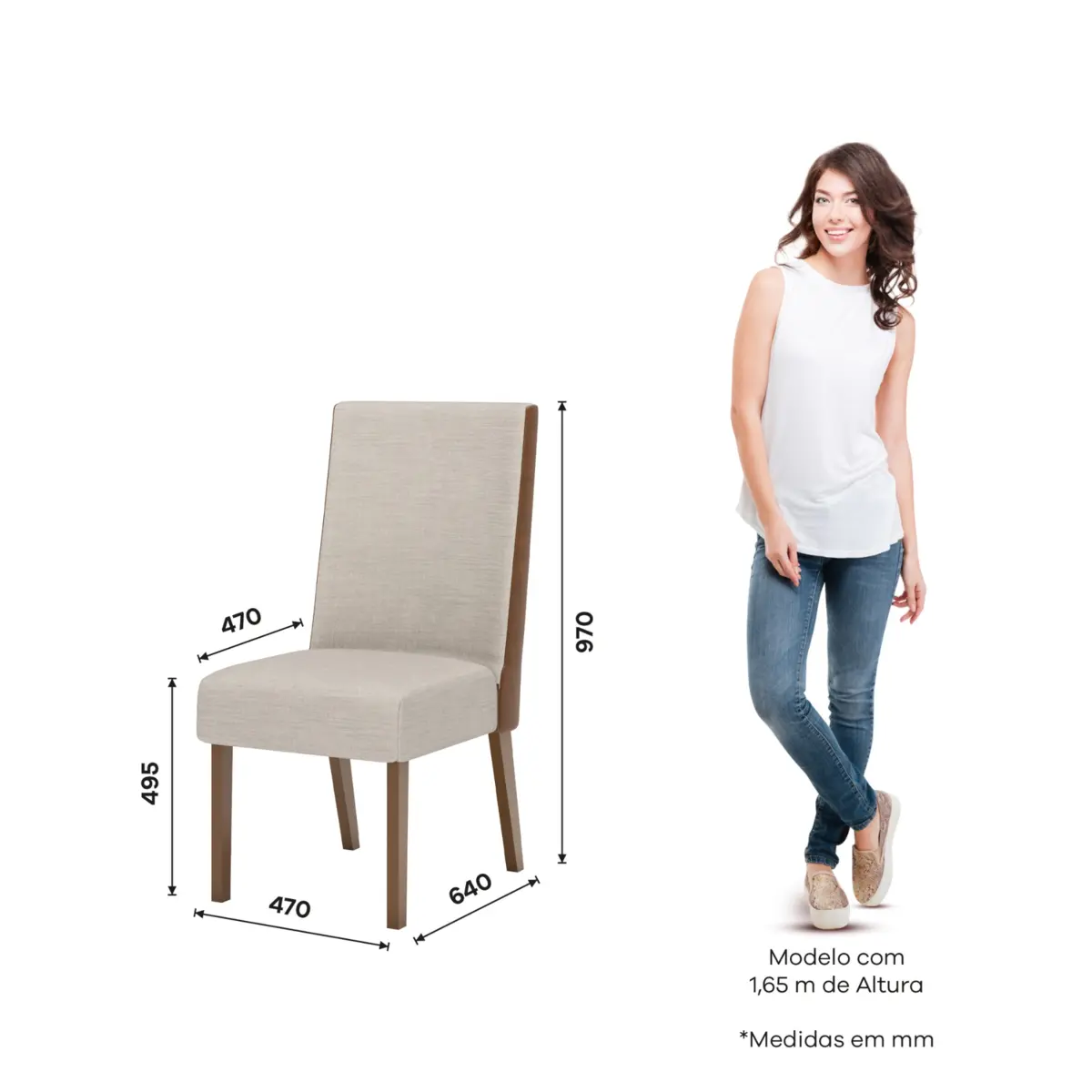 Conjunto de Mesa Adriana com 06 Cadeiras Anne 2.0 SE755-531 Nature/Courano Linho - Henn