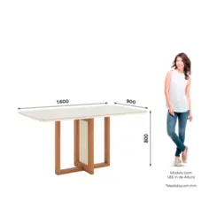 Conjunto de Mesa Natali com 06 Cadeiras Milla Plus 1.6 SE752-537 Nature/Corano Caramelo - Henn