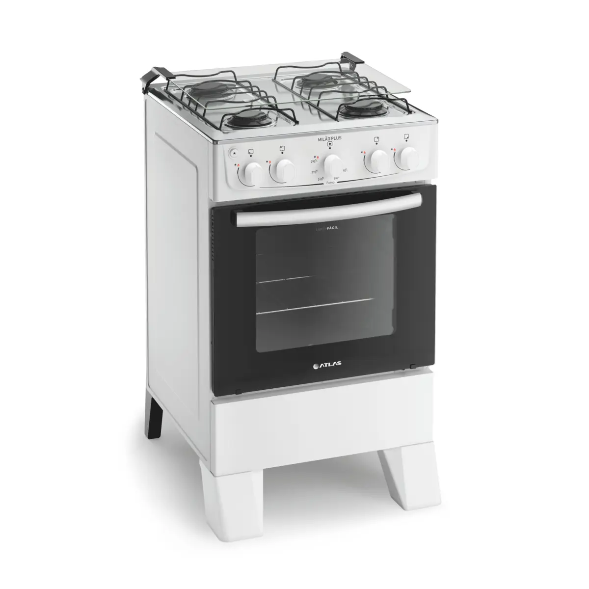 Fogão Milão Plus com 04 Bocas Tampo Inox Acendimento Automático 300001770 Bivolt Branco - Atlas