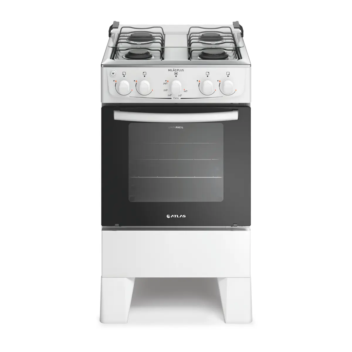 Fogão Milão Plus com 04 Bocas Tampo Inox Acendimento Automático 300001770 Bivolt Branco - Atlas