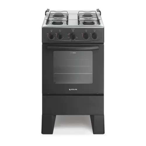 Fogão Milão com 04 Bocas Tampo Inox Acendimento Manual 300001764 Bivolt Preto - Atlas
