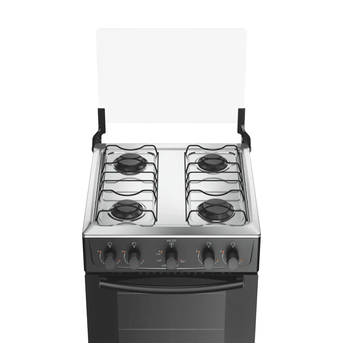 Fogão Milão com 04 Bocas Tampo Inox Acendimento Manual 300001764 Bivolt Preto - Atlas
