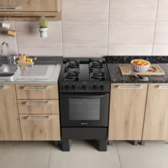 Fogão Milão Glass com 04 Bocas Tampo de Vidro Acendimento Automático 300001766 Bivolt Preto - Atlas